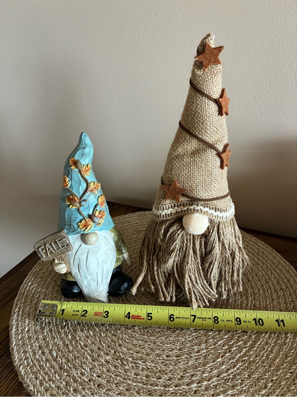 Rustic Burlap Star Gnome with Fall Leaf Accent Gnome Set of 2 - Picture 2 of 8